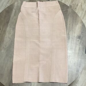 bebe Blush Cream Bandage Pencil Skirt